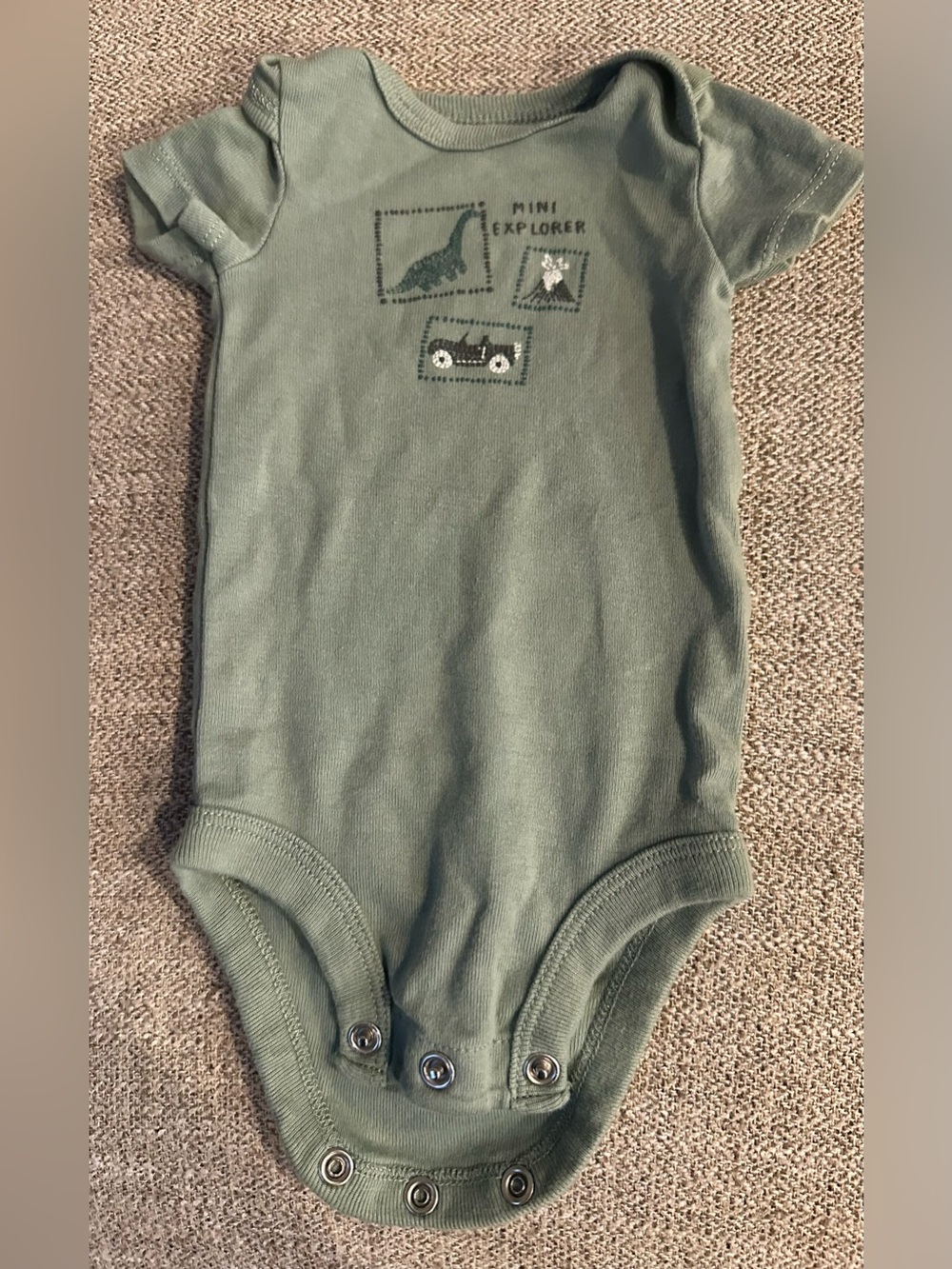 Mini Explorer khaki Green Baby Onesie